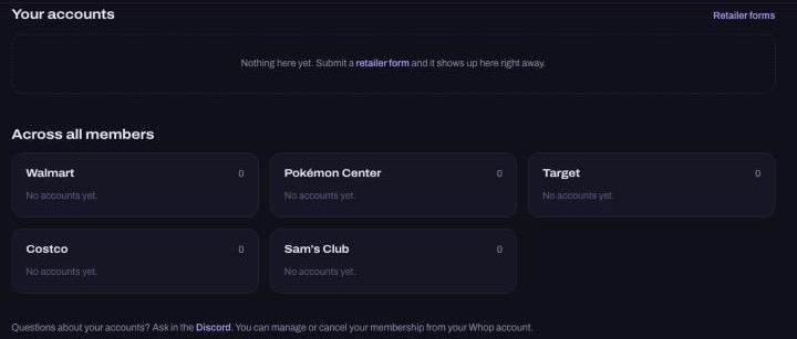 Your accounts and an overview of every retailer